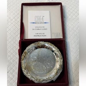 VINTAGE CREA MILANO CLASSIC SILVER COLLECTION 6 COASTER SET IN BOX CERTIFICATE